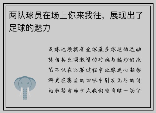 两队球员在场上你来我往，展现出了足球的魅力